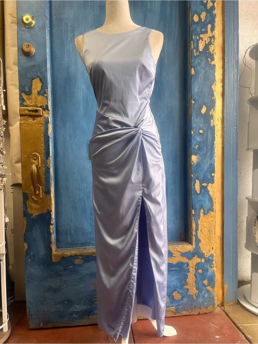 Abercrombie & Fitch Satin Lavender Twist-Front Maxi Dress